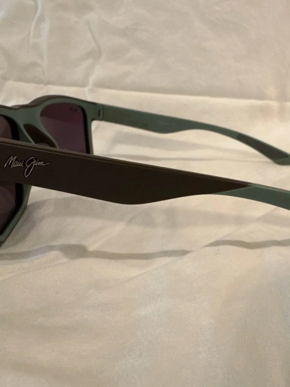 Maui Jim Black Frame Sunglasses with Green-Blue Mirrored Lenses